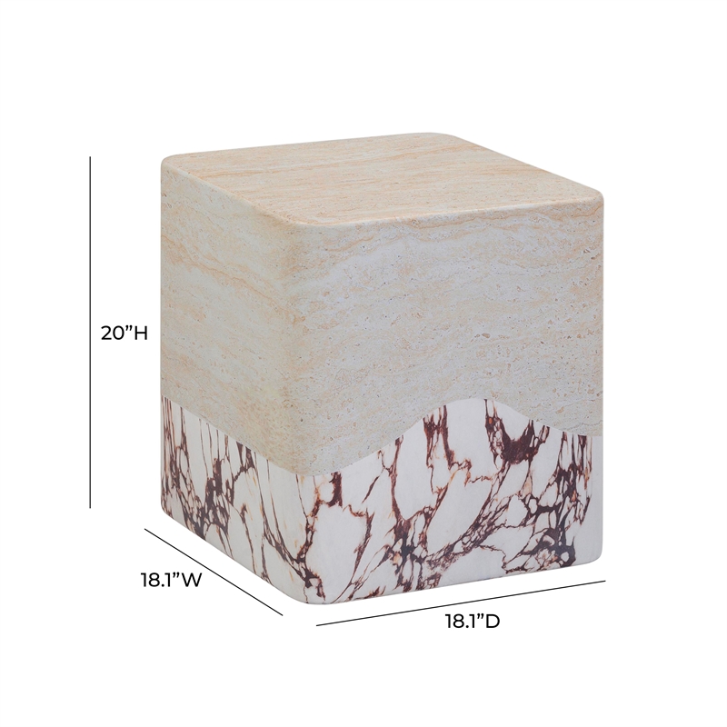 Pemberly Row Travertine & Breccia Concrete Indoor / Outdoor Side Table
