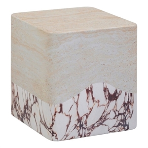 Pemberly Row Travertine & Breccia Concrete Indoor / Outdoor Side Table