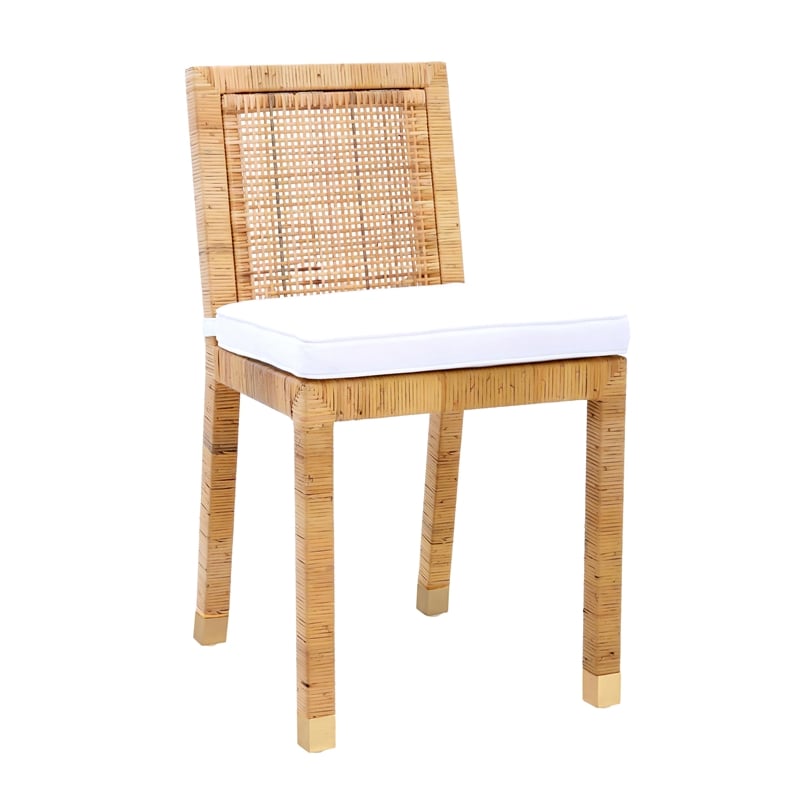 Pemberly Row Handmade Transitional Rattan Veneer Dining Chair