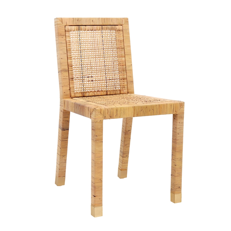 Pemberly Row Handmade Transitional Rattan Veneer Dining Chair