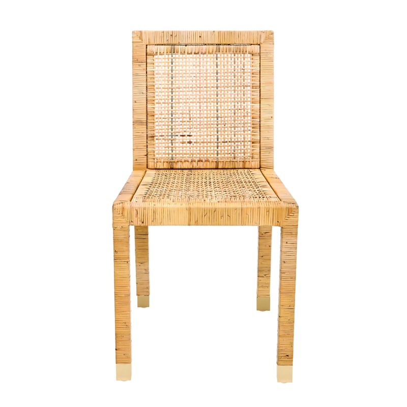 Pemberly Row Handmade Transitional Rattan Veneer Dining Chair