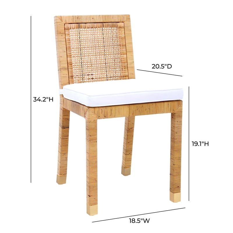Pemberly Row Handmade Transitional Rattan Veneer Dining Chair