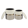 Pemberly Row Cream and Tan Chenille Storage Ottoman - Set of 2