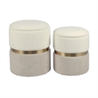 Pemberly Row Cream and Tan Chenille Storage Ottoman - Set of 2