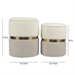 Pemberly Row Cream and Tan Chenille Storage Ottoman - Set of 2