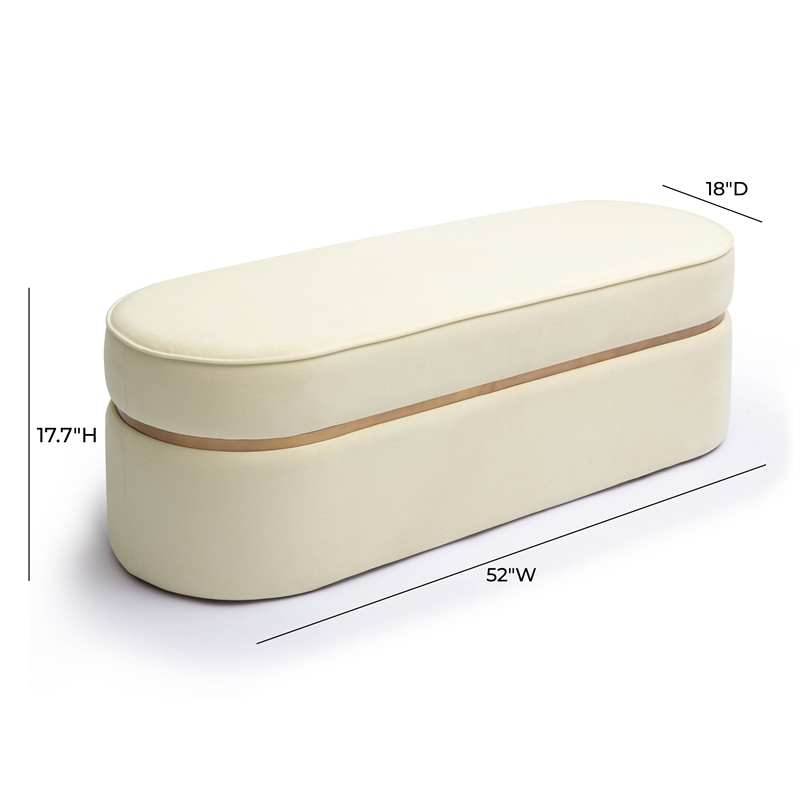 Pemberly Row Handmade Modern / Contemporary Cream Velvet Bench