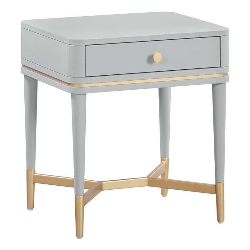 Pemberly Row Handmade Modern Transitional Grey Wooden Nightstand