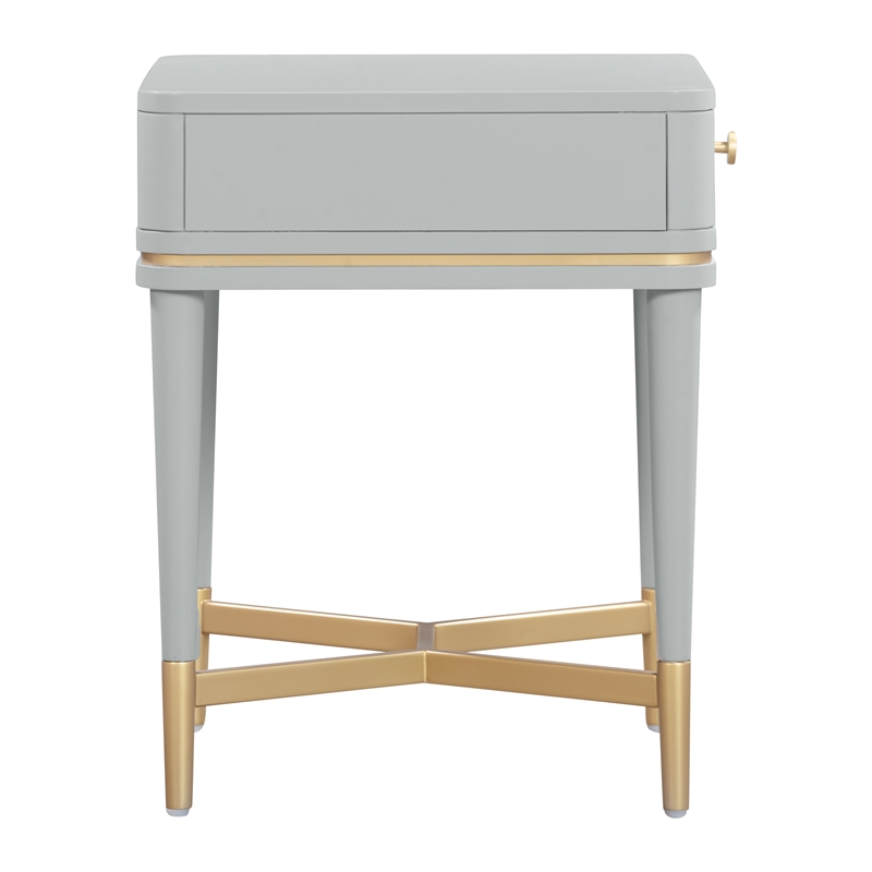 Pemberly Row Handmade Modern Transitional Grey Wooden Nightstand