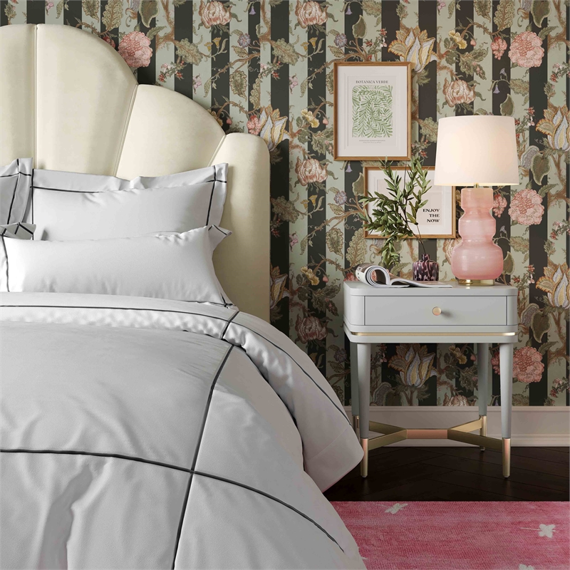 Pemberly Row Handmade Modern Transitional Grey Wooden Nightstand