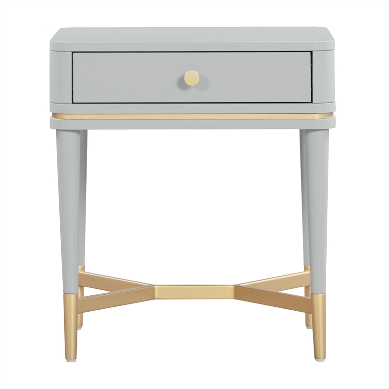 Pemberly Row Handmade Modern Transitional Grey Wooden Nightstand