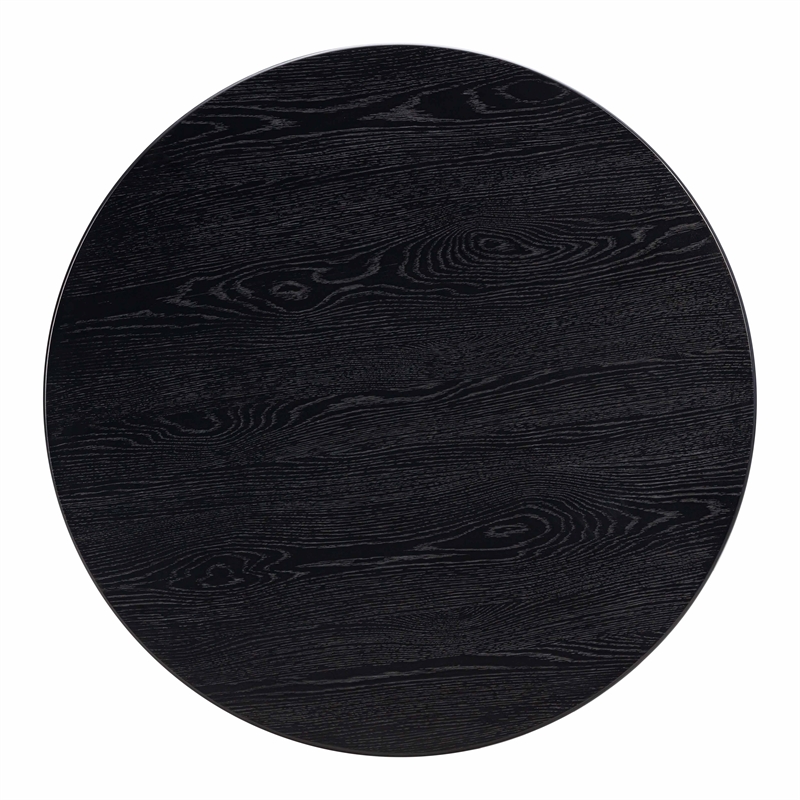 Pemberly Row Transitional Black Finish Oak Round Dining Table