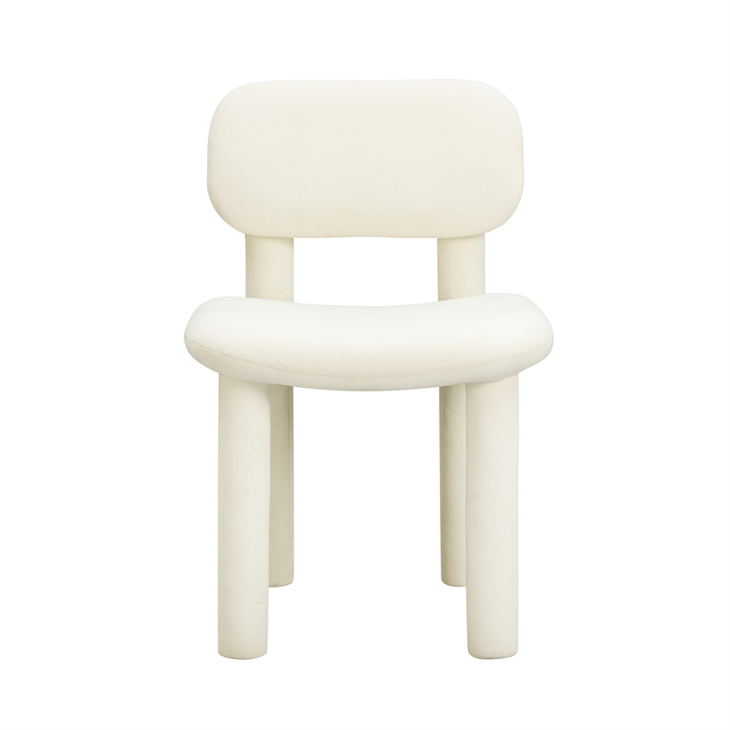 Pemberly Row Handmade Contemporary Ivory White Velvet Dining Chair