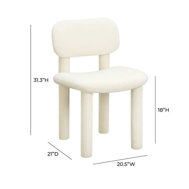 Pemberly Row Handmade Contemporary Ivory White Velvet Dining Chair