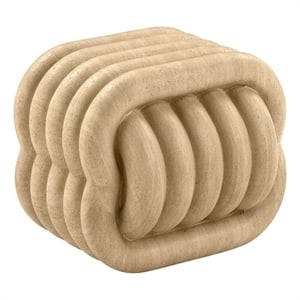 Pemberly Row Love Knot Faux Travertine Indoor / Outdoor Accent Stool
