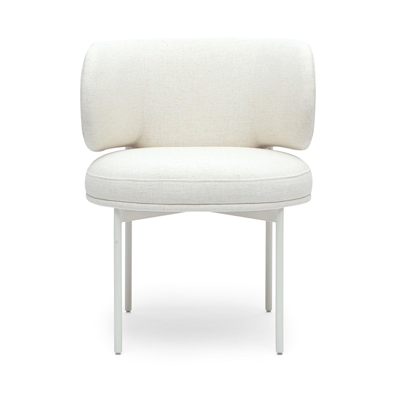 Pemberly Row Contemporary Cream Performance Upcycled Linen Dining Chair