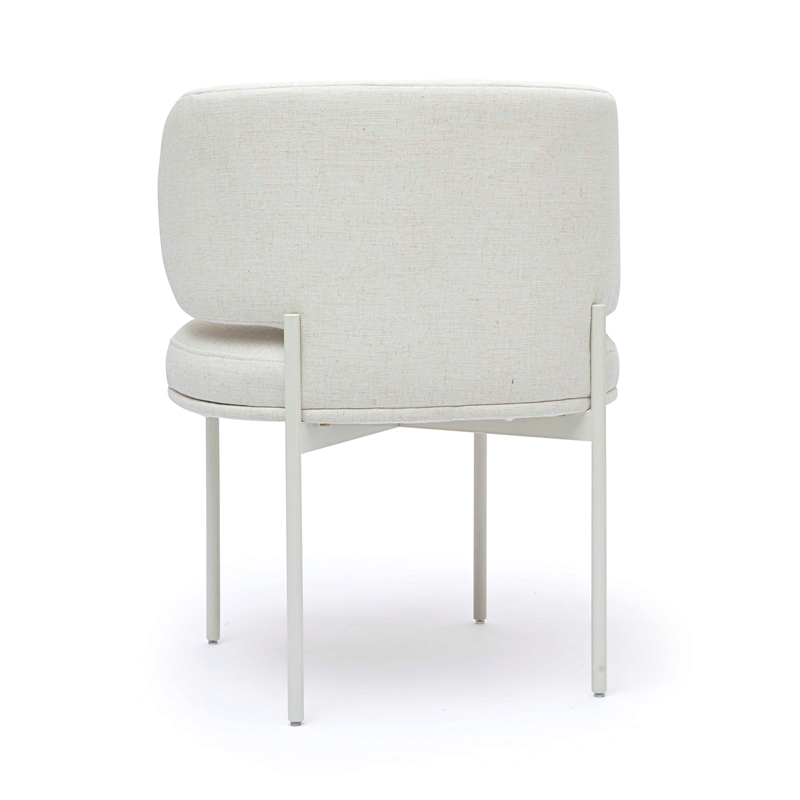 Pemberly Row Contemporary Cream Performance Upcycled Linen Dining Chair