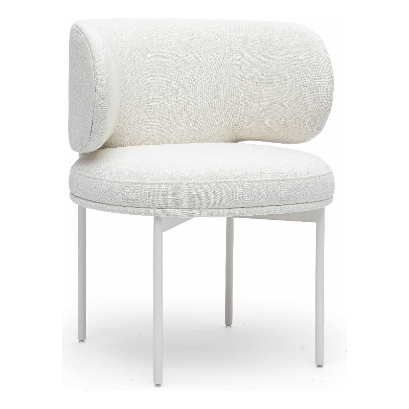 Pemberly Row Contemporary Cream Performance Upcycled Linen Dining Chair