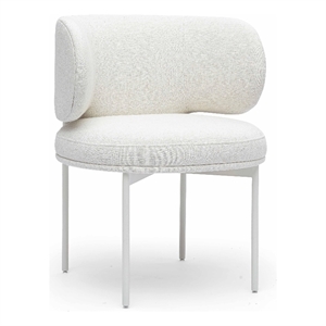 Pemberly Row Contemporary Cream Performance Upcycled Linen Dining Chair