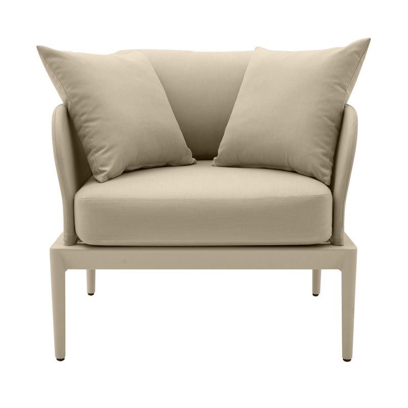 Pemberly Row Contemporary Monochromatic Taupe Outdoor Armchair