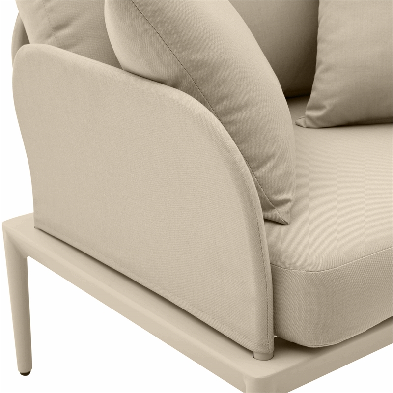 Pemberly Row Contemporary Monochromatic Taupe Outdoor Armchair
