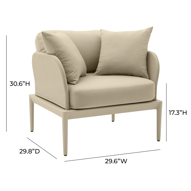 Pemberly Row Contemporary Monochromatic Taupe Outdoor Armchair