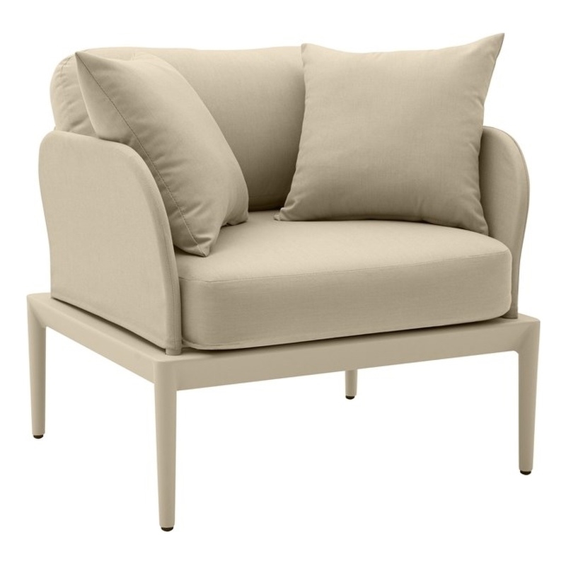 Pemberly Row Contemporary Monochromatic Taupe Outdoor Armchair