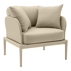 Pemberly Row Contemporary Monochromatic Taupe Outdoor Armchair