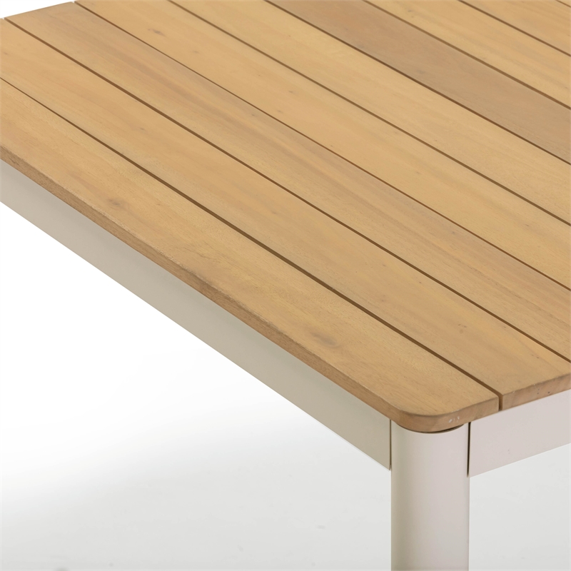 Pemberly Row Light Teak Outdoor Dining Table - 94.7