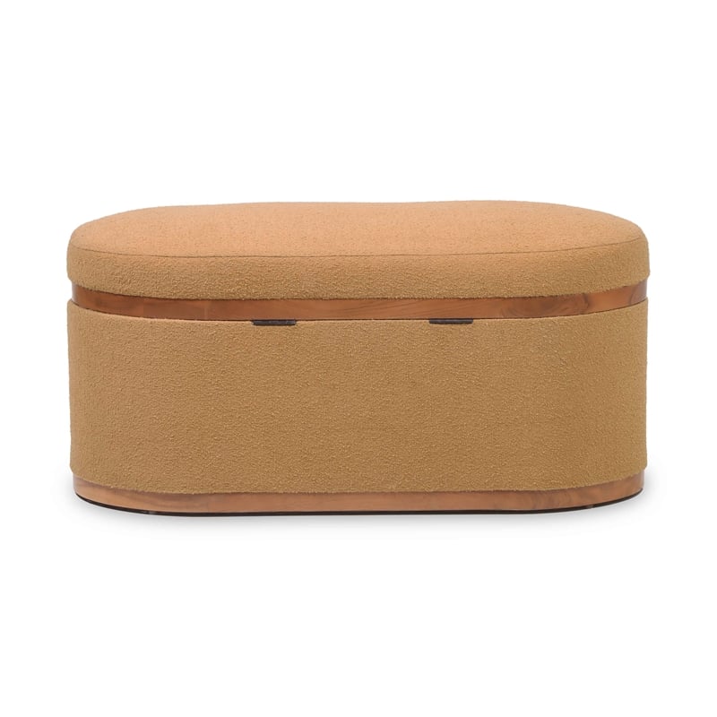 Pemberly Row Modern / Contemporary Peach Boucle Oval Storage Ottoman