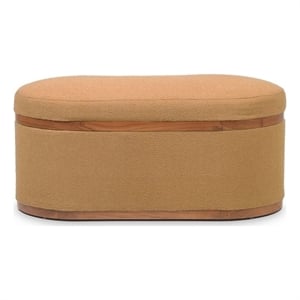 Pemberly Row Modern / Contemporary Peach Boucle Oval Storage Ottoman