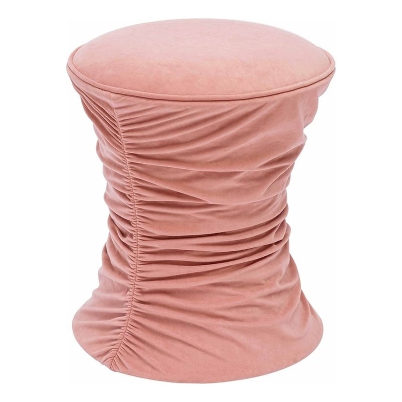 Pemberly Row Contemporary Rose Pink Ruched Velvet Adjustable Ottoman