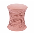 Pemberly Row Contemporary Rose Pink Ruched Velvet Adjustable Ottoman