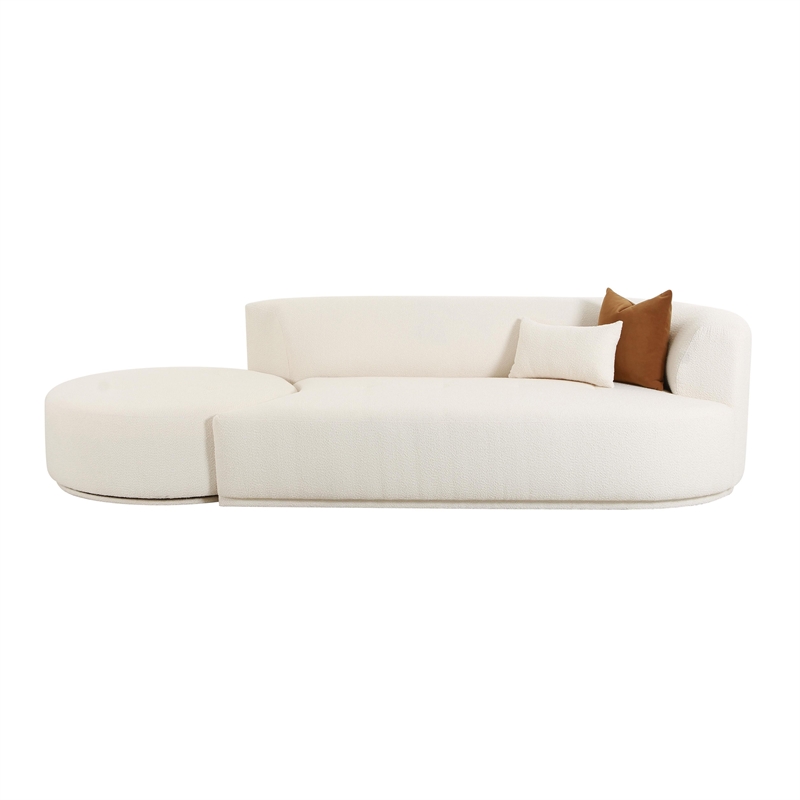 Pemberly Row Cream Boucle 2-Piece Chaise Modular Right-Arm Facing Sofa