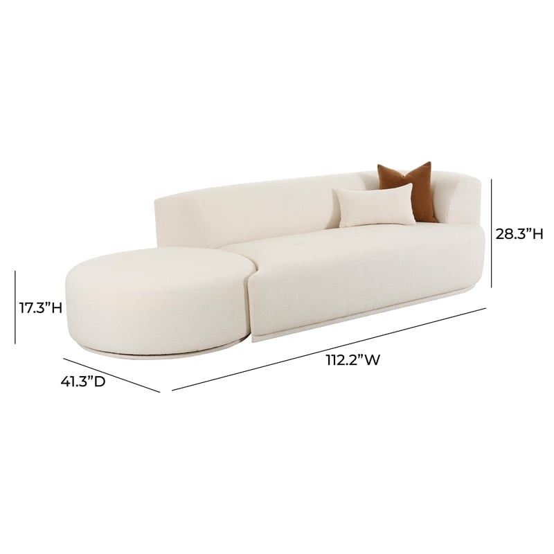Pemberly Row Cream Boucle 2-Piece Chaise Modular Right-Arm Facing Sofa
