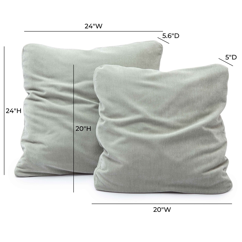 Pemberly Row Mint Green Upcycled Chenille 20 x 20 inch Square Floppy Pillow