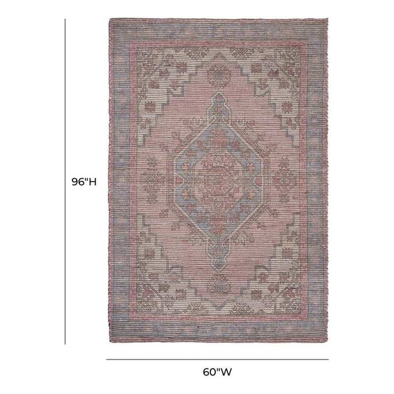 Pemberly Row Transitional Blush Tone 5' x 8' Cotton Area Rug