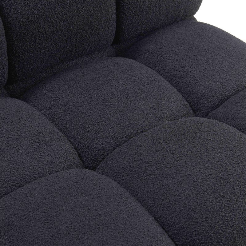 Pemberly Row Black Vegan Shearling 6-piece Modular U-Sectional