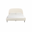 Pemberly Row Modern Transitional Cream Soft Boucle Fabric  Bed in King