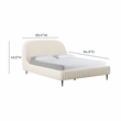 Pemberly Row Modern Transitional Cream Soft Boucle Fabric  Bed in King