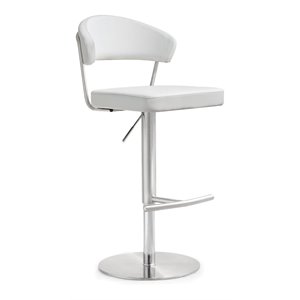 Pemberly Row 22&quot Contemporary Fabric and MDF Barstool in White