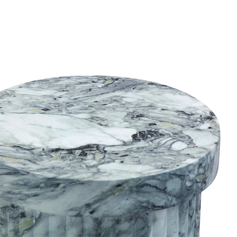 Pemberly Row Marble Pattern Concrete Indoor / Outdoor Side Table