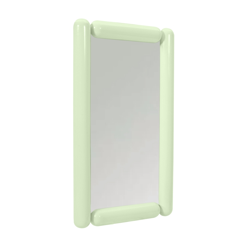 Pemberly Row Contemporary Cream Tubular Metal Frame Wall Mirror