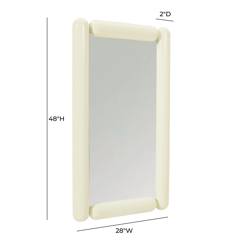 Pemberly Row Contemporary Cream Tubular Metal Frame Wall Mirror