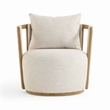 Pemberly Row Contemporary Upholstered Cream Textured Weave Swivel Chair