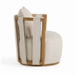 Pemberly Row Contemporary Upholstered Cream Textured Weave Swivel Chair
