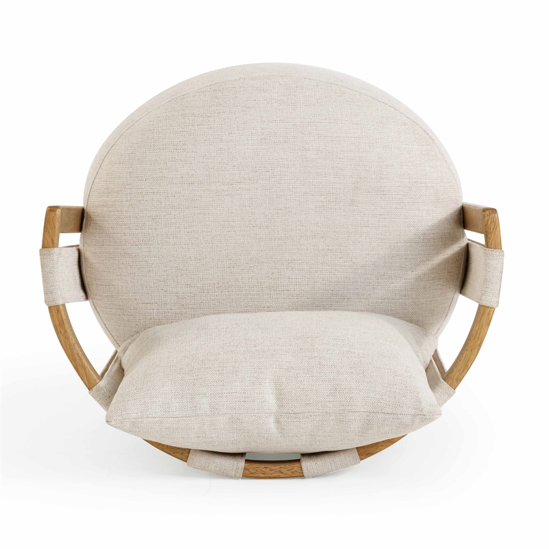 Pemberly Row Contemporary Upholstered Cream Textured Weave Swivel Chair