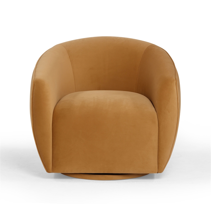 Pemberly Row Handmade Modern / Contemporary Tan Velvet Swivel Chair