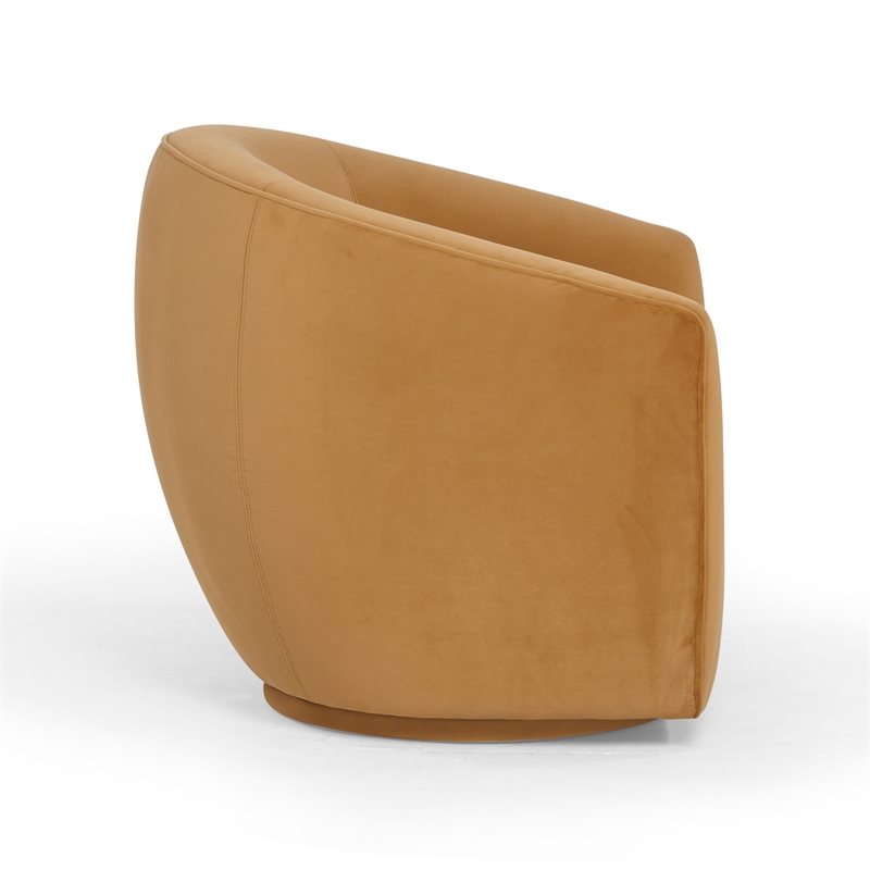 Pemberly Row Handmade Modern / Contemporary Tan Velvet Swivel Chair