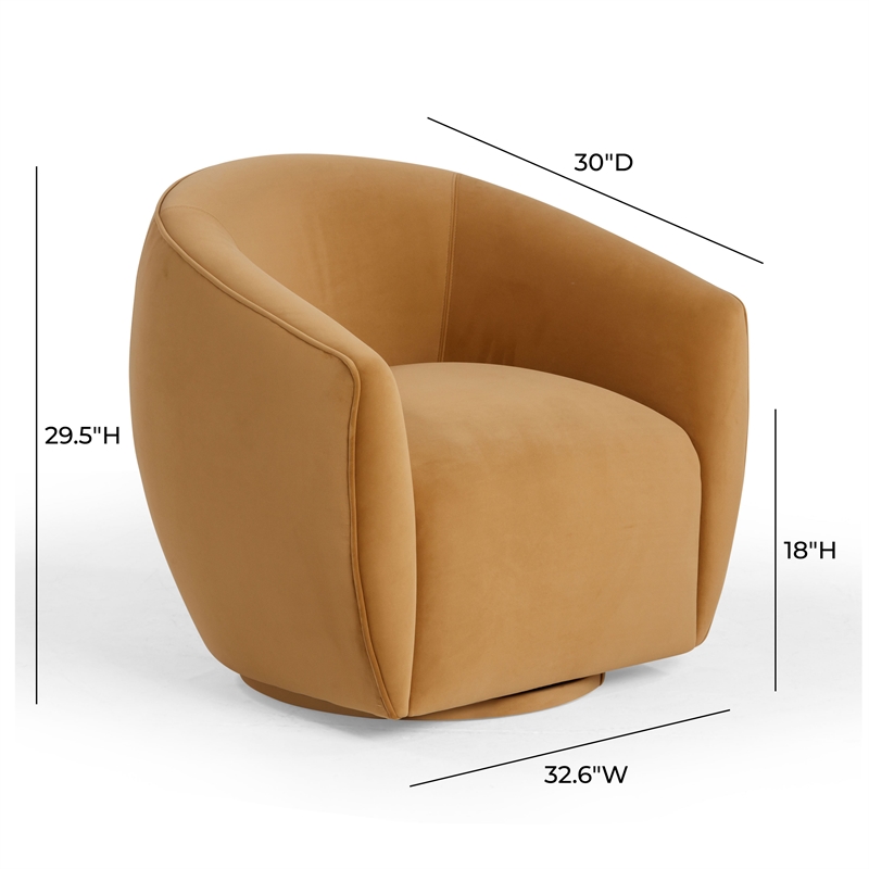 Pemberly Row Handmade Modern / Contemporary Tan Velvet Swivel Chair