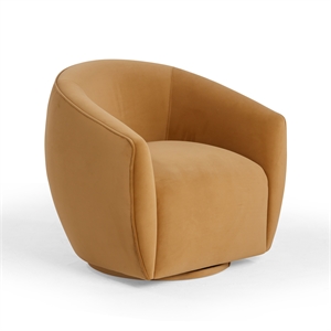 Pemberly Row Handmade Modern / Contemporary Tan Velvet Swivel Chair